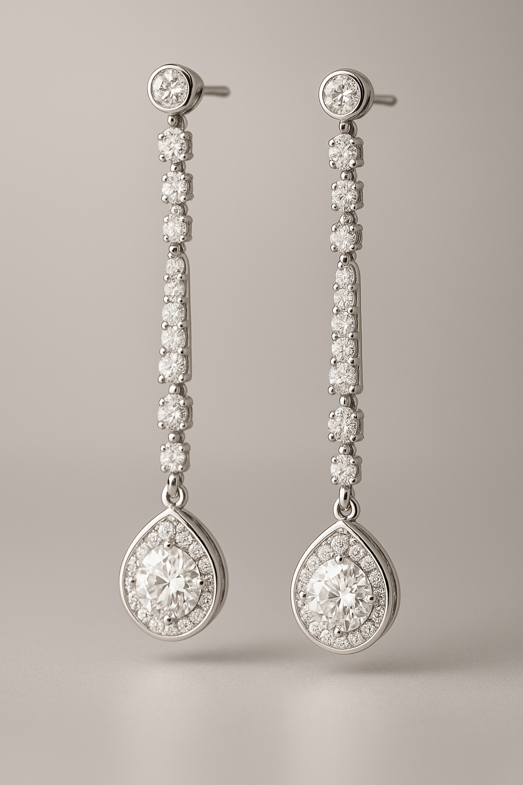 Custom by HK – 18K White Gold Diamond Drop Earrings